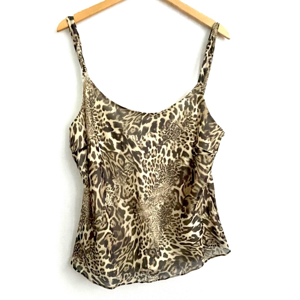 Lafayette 148 silk animal print camo top